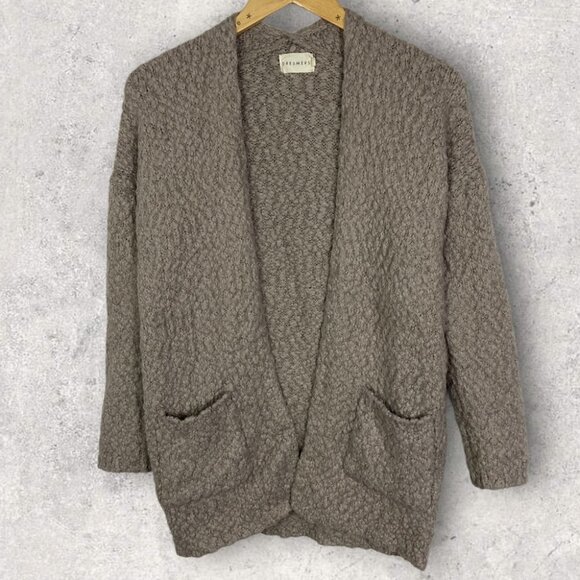 Dreamers‎ Taupe Fuzzy Open Front Cardigan Size Small Medium Tan Beige Minimalist - Picture 9 of 10